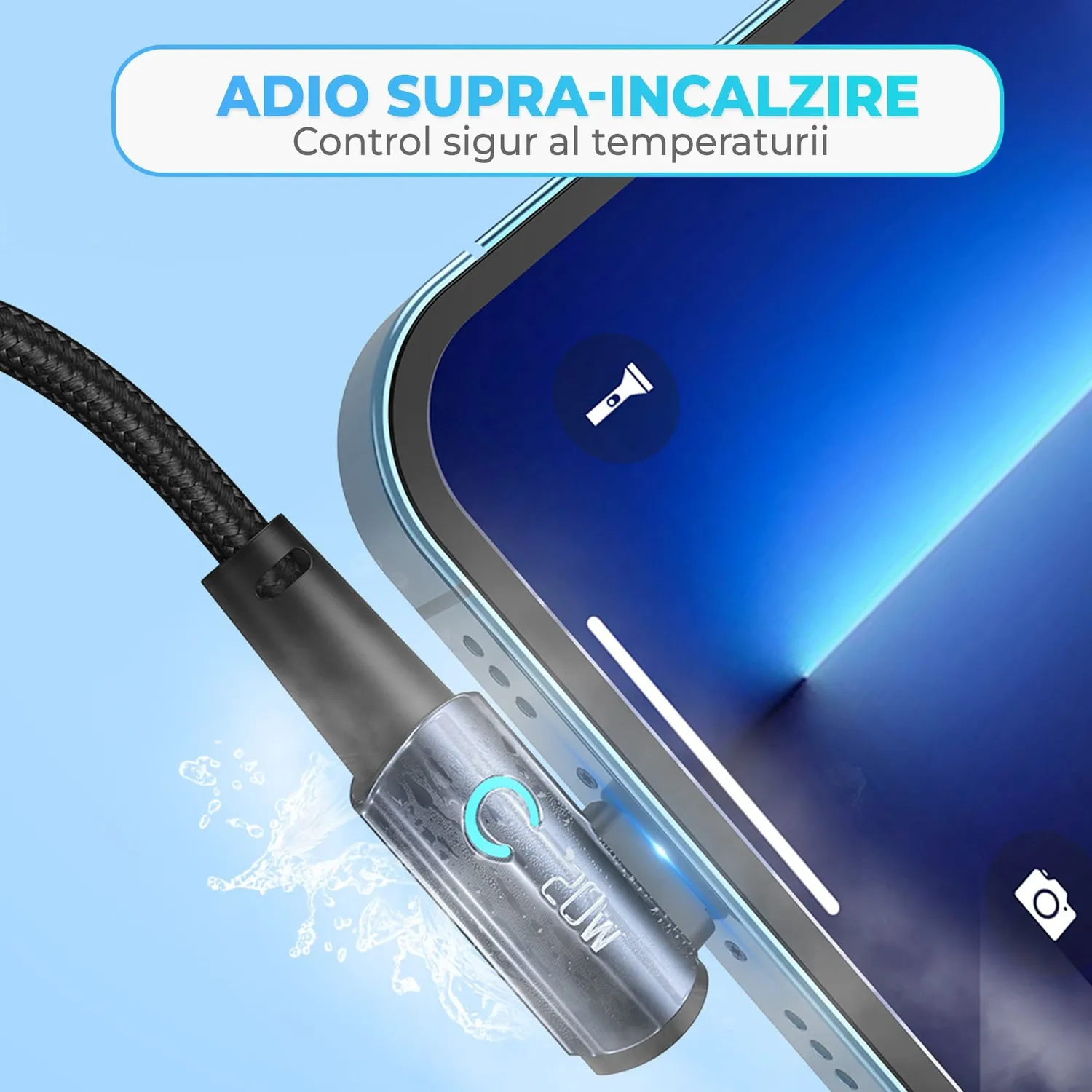 Timebox 20W cablu USB-C Lightning negru 2m LED
