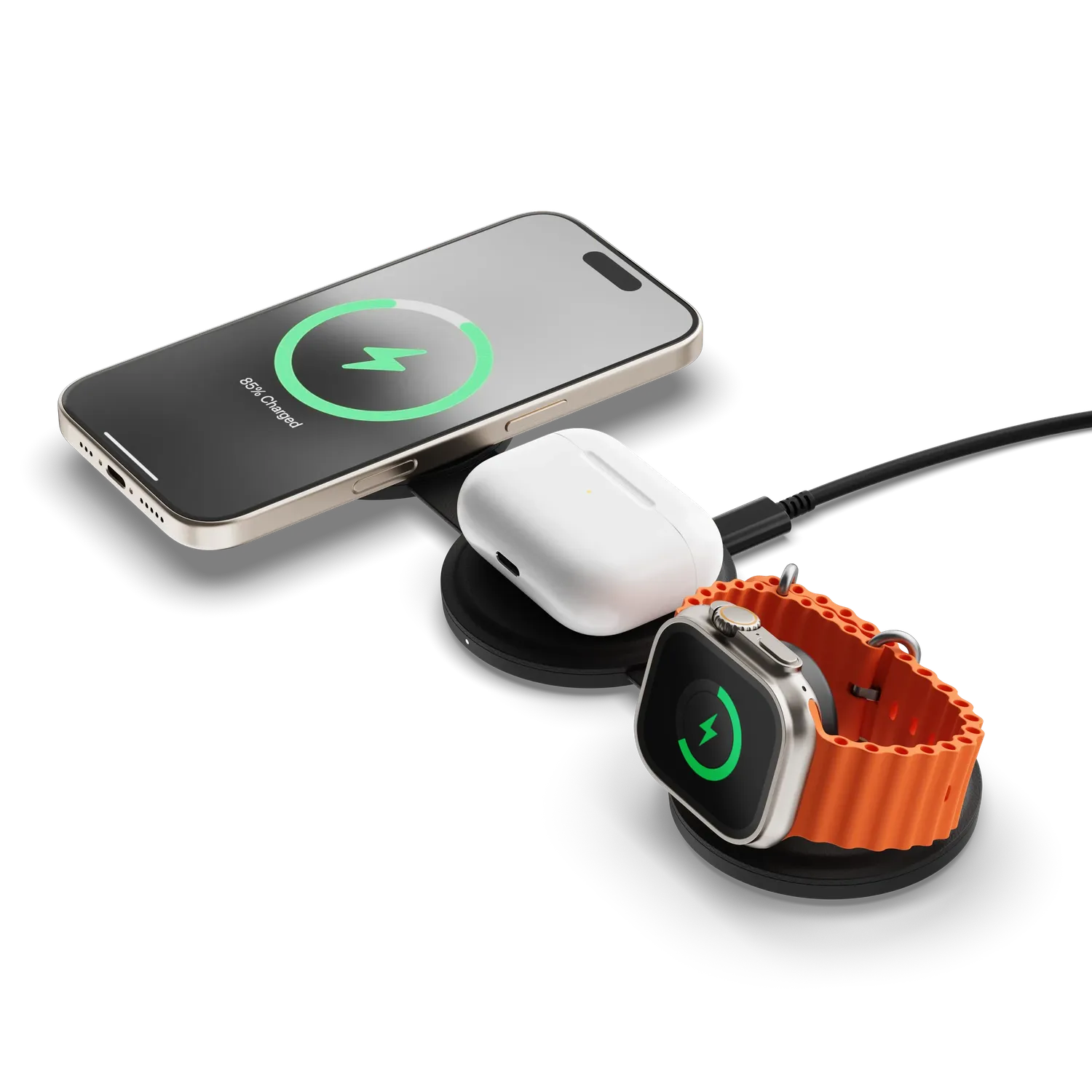 Satechi OntheGo 3-in-1 incarcator wireless negru Qi2