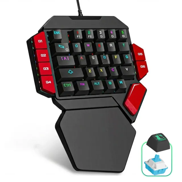 Timebox One Hand tastatura gaming Blue Switch RGB negru