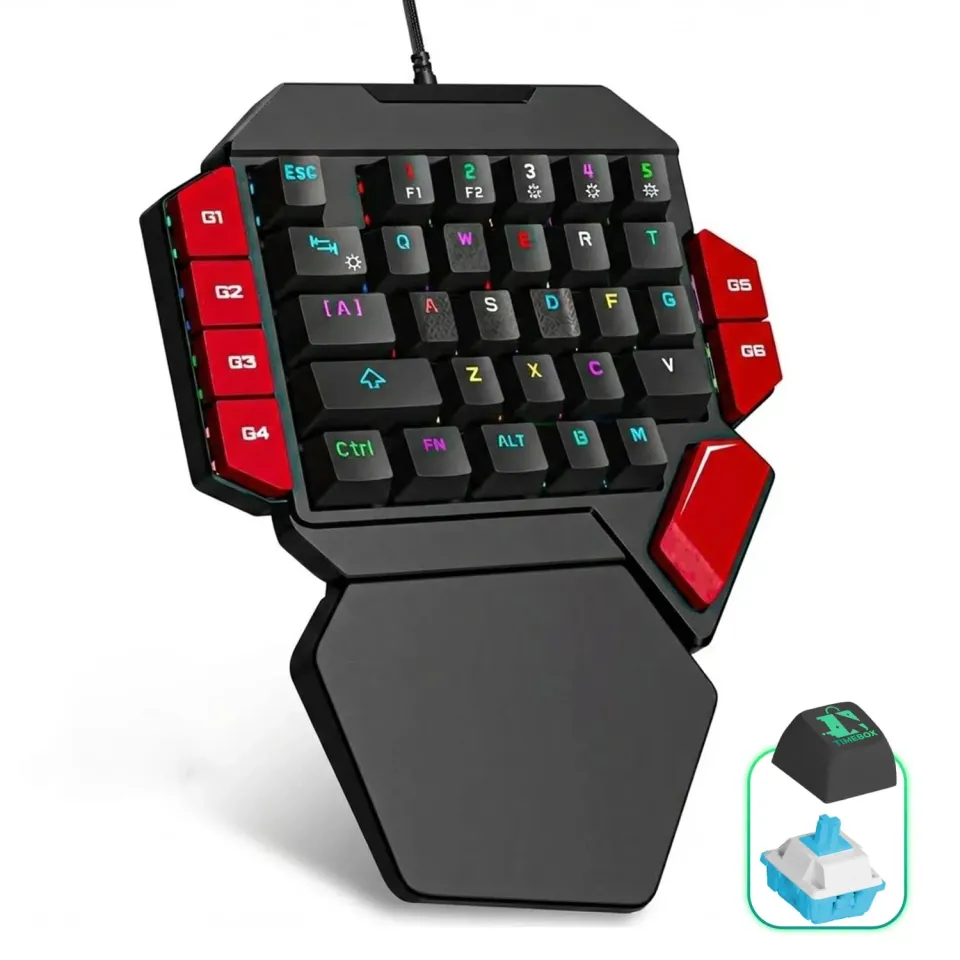 Timebox One Hand tastatura gaming Blue Switch RGB negru