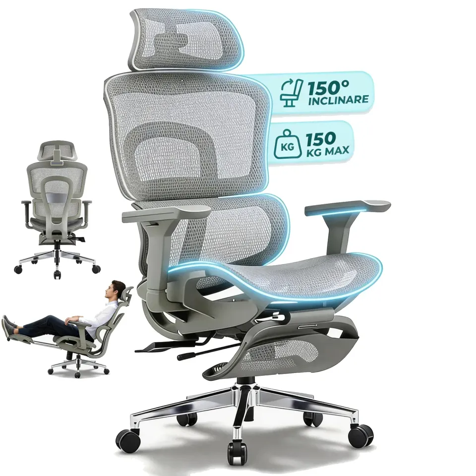 Timebox Ergonomic scaun birou Gri 150kg 150°