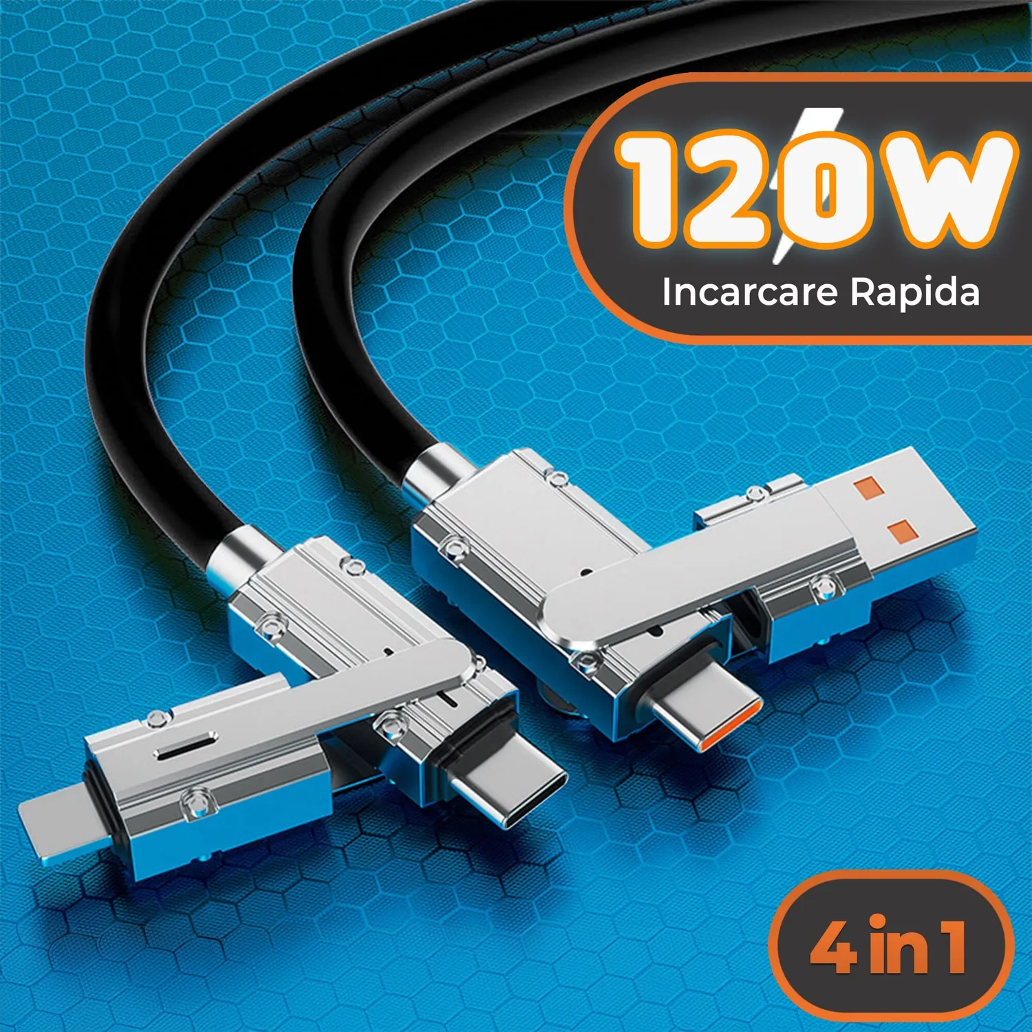Timebox cablu încărcare rapidă 4in1 120W negru 1,2m