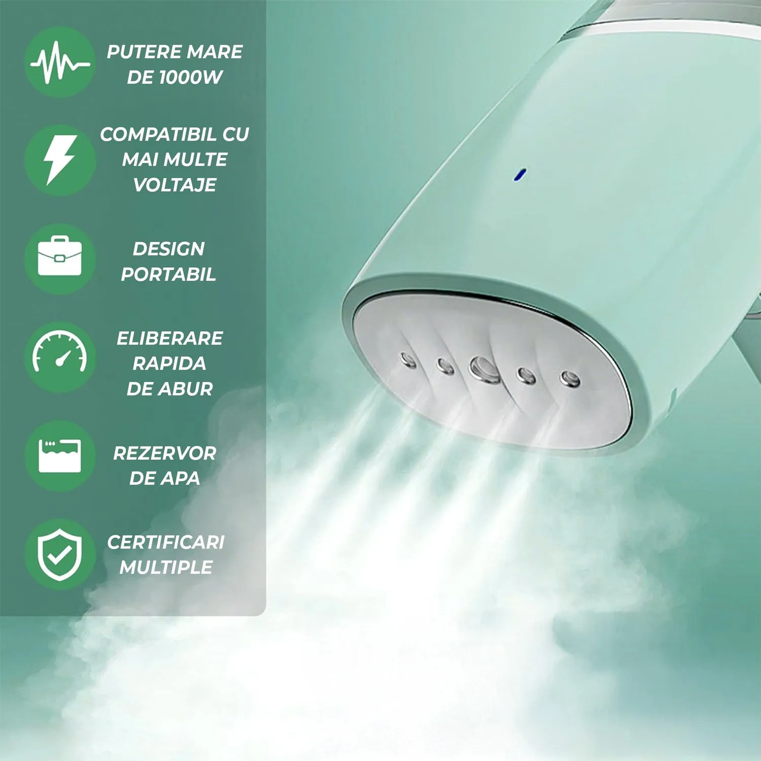 Timebox Steamer Haine Portabil 1000W Verde Pliabil