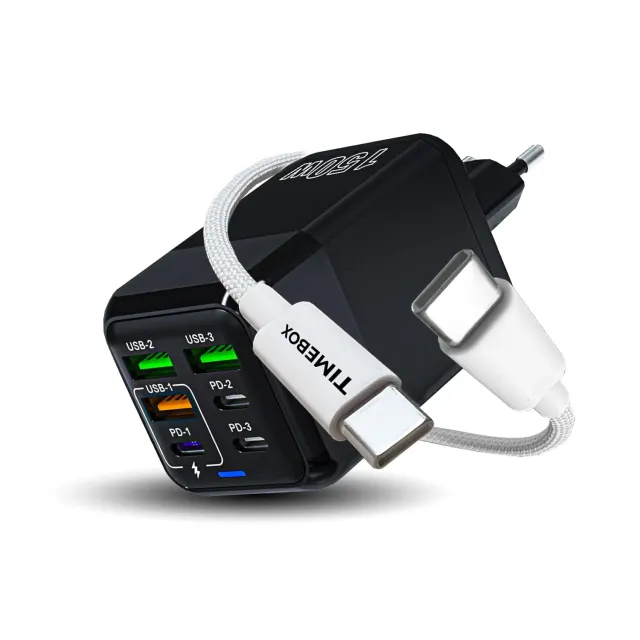 Timebox incarcator retea 150W 6 porturi alb Type-C USB-A