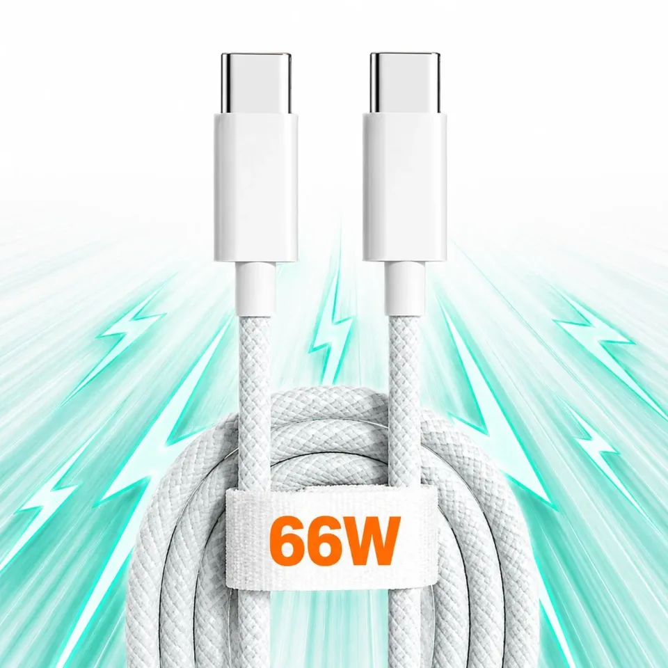 Timebox Cablu USB-C la USB-C 66W 1m alb