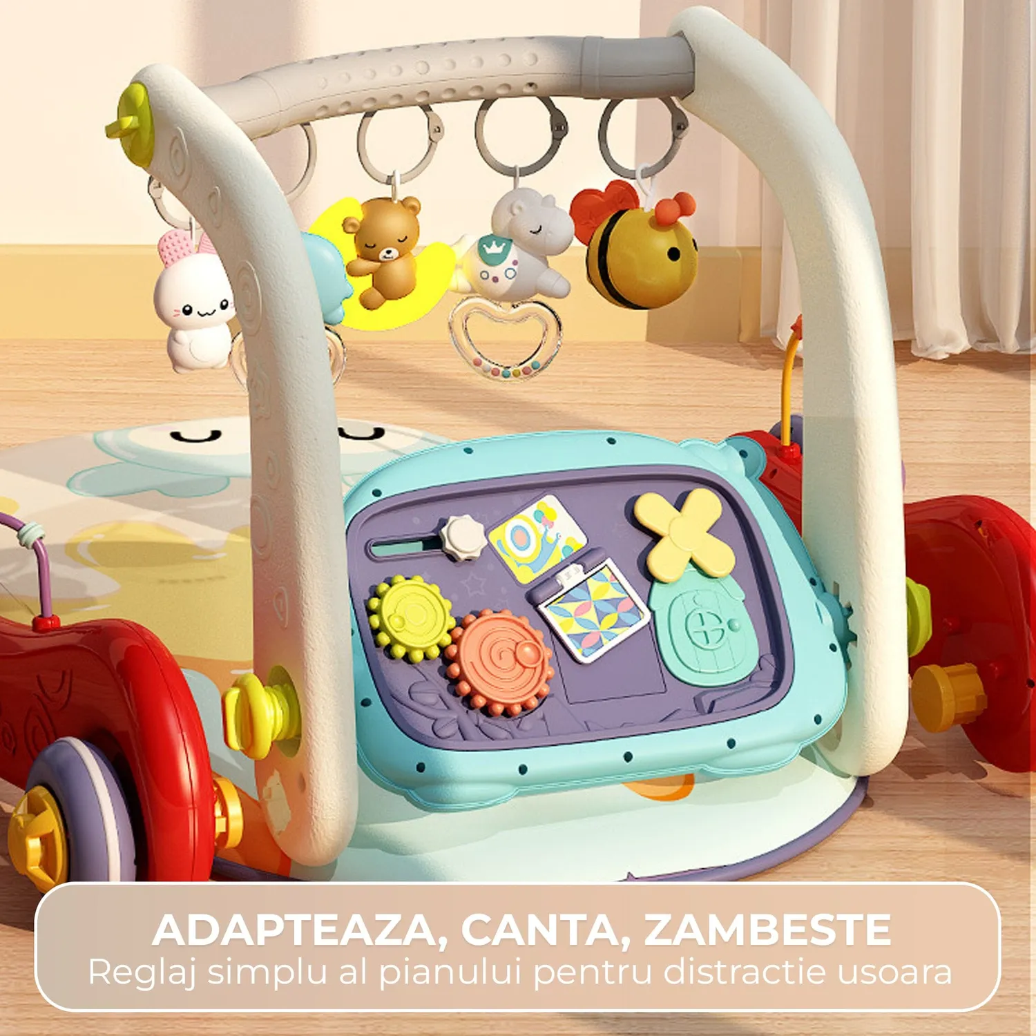 Timebox salteluta bebelusi 4-in-1 cu pian si lumina
