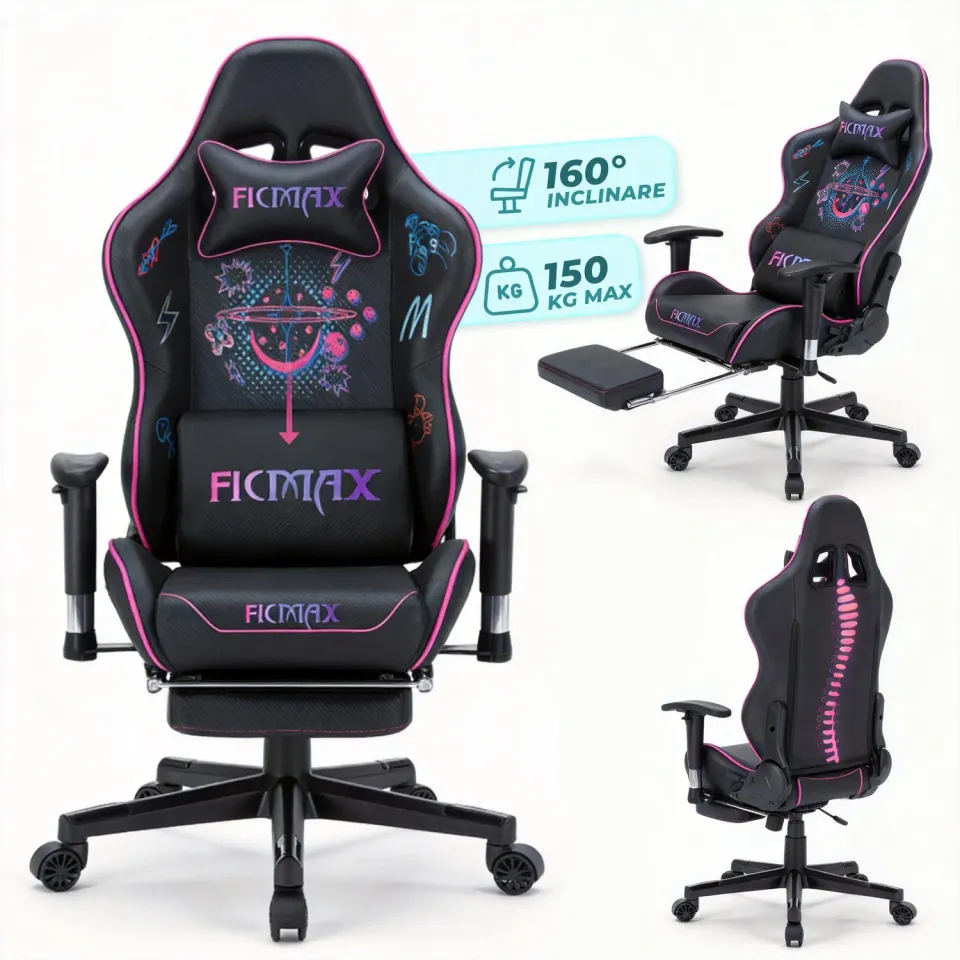 Timebox Scaun Gaming Roz 160 Grade Tetiera Lombara