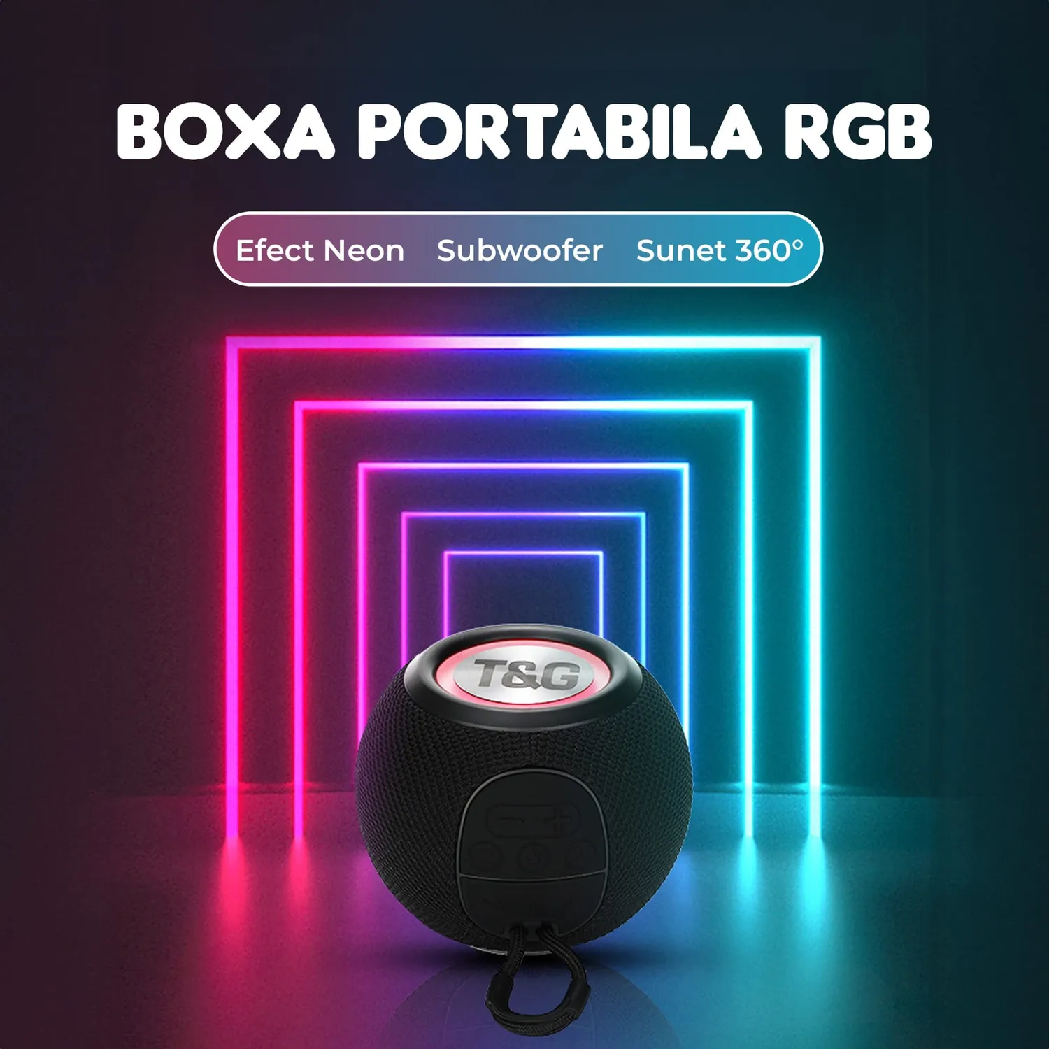 Timebox boxa portabila bluetooth neagra RGB 360 IPX5