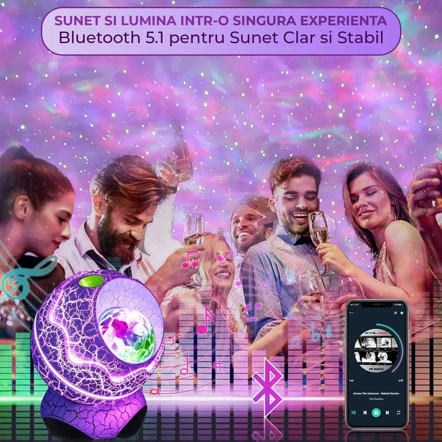 Timebox Pachet Difuzor 300ml + Proiector Galaxie RGB Alb