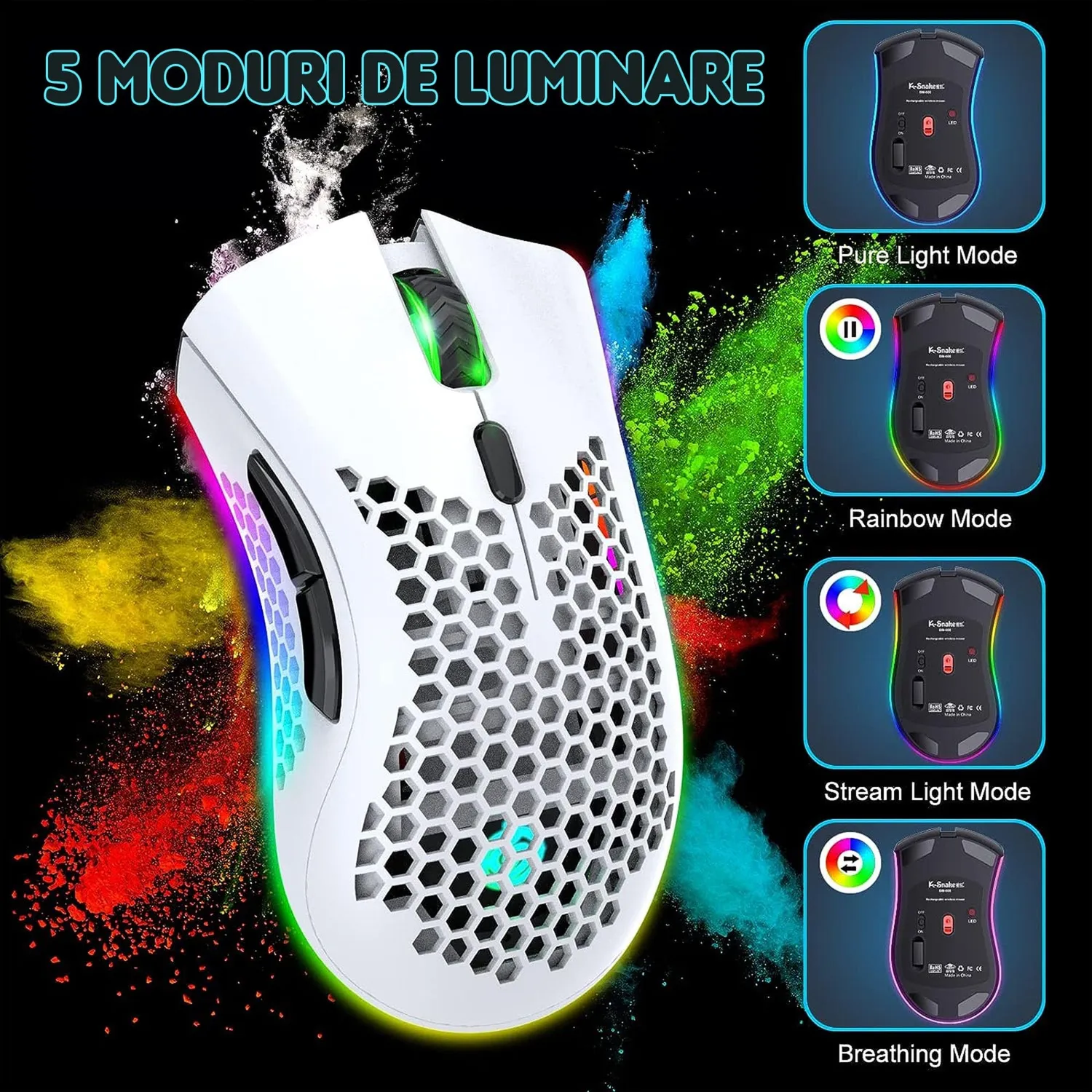 Timebox Set Mouse Gaming Wireless 95g RGB + Mousepad 30x24cm