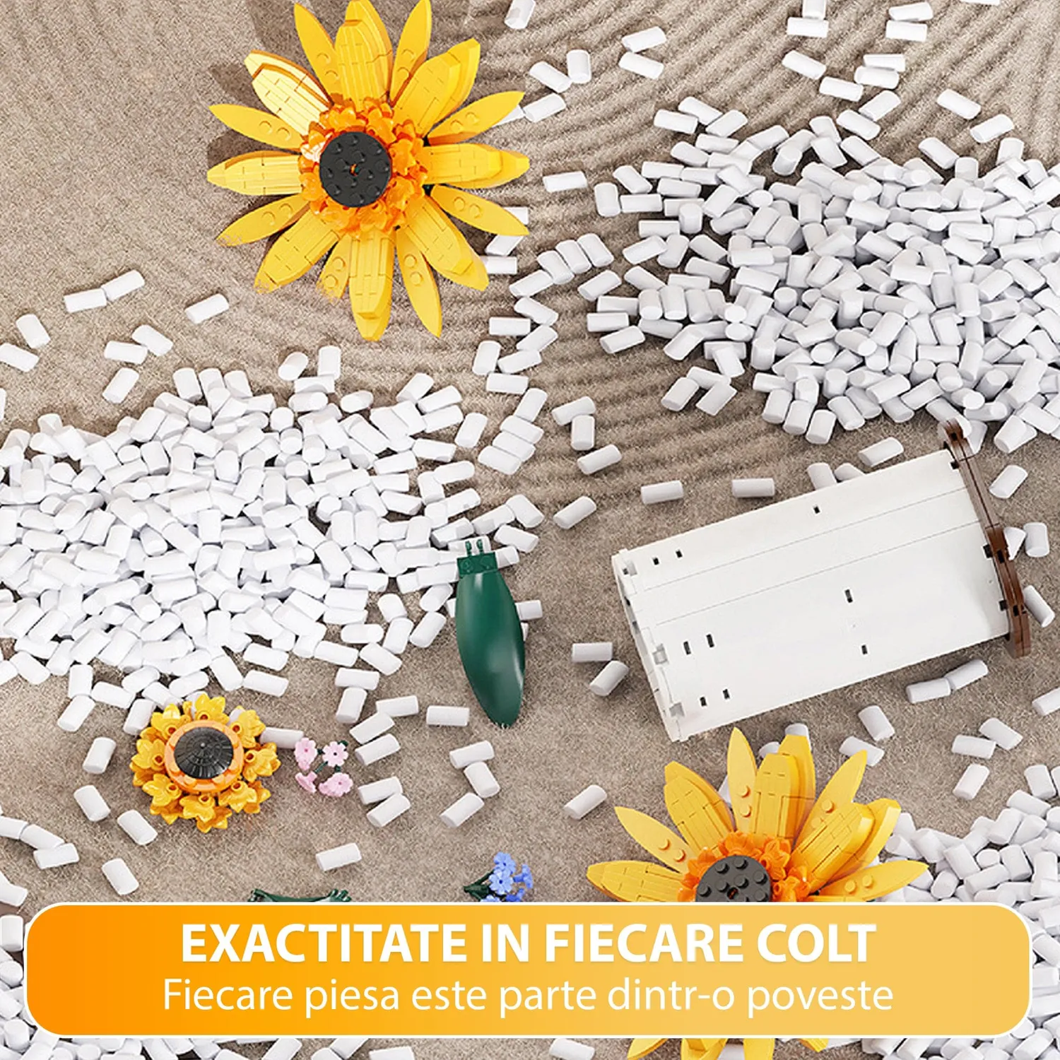 Timebox Floarea Soarelui set constructie 821 piese galben