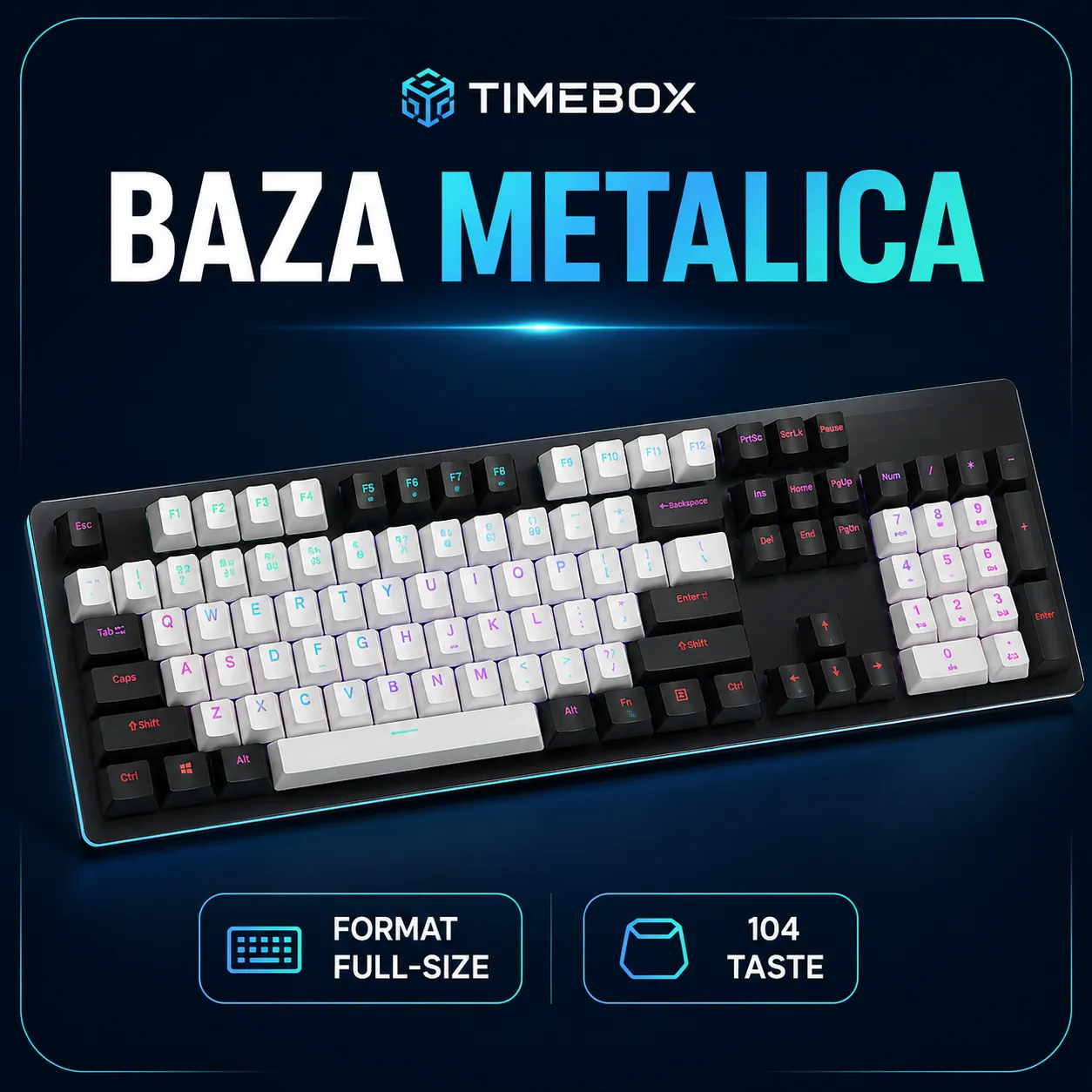 Timebox 104 kit tastatura + mouse gaming RGB negru silentios