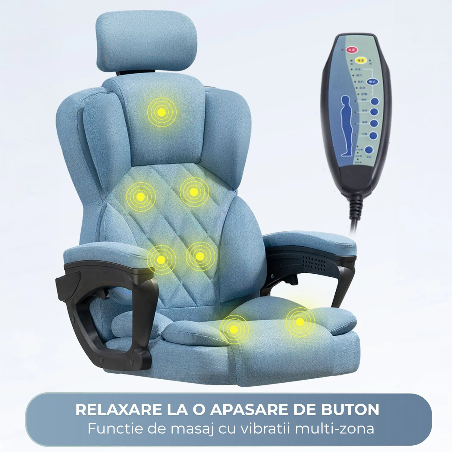 Timebox 125° Footrest scaun birou turcoaz cu masaj