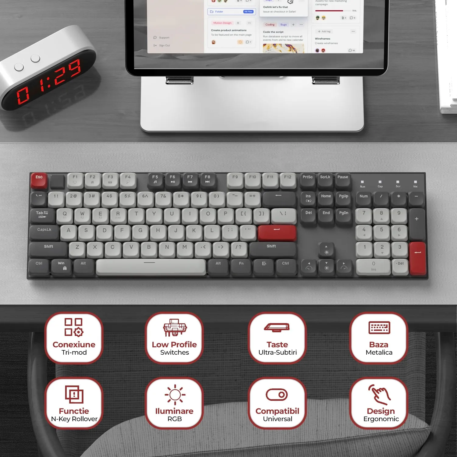 Timebox Brown Switch tastatura mecanica wireless gri RGB
