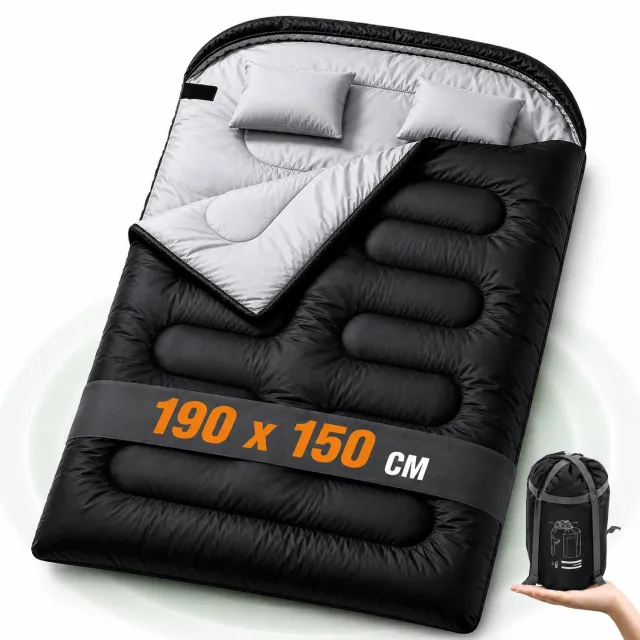Sac de dormit Timebox 10°C 150 cm negru dublu plic