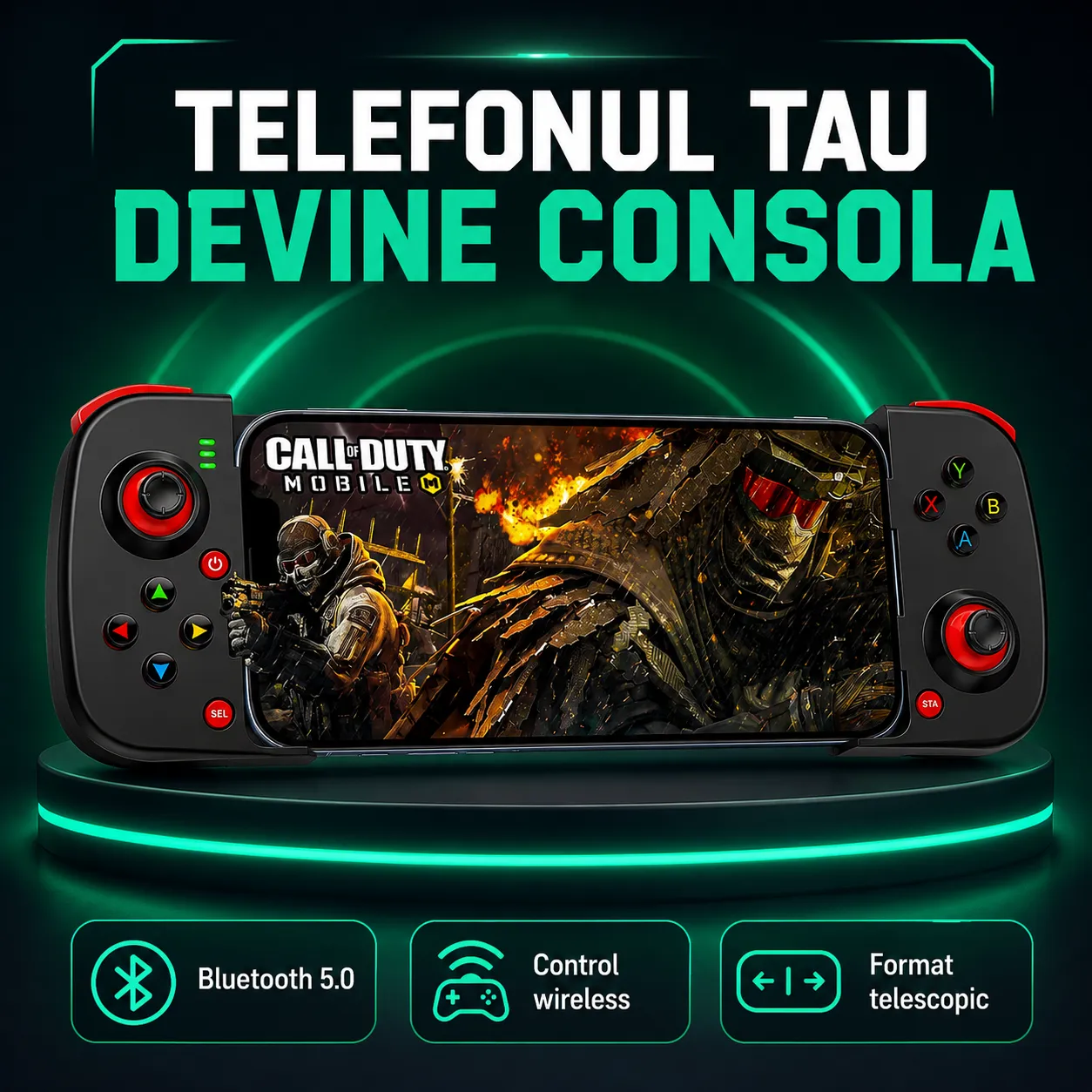 Timebox Gamepad Controller Telefon Telescopic Negru