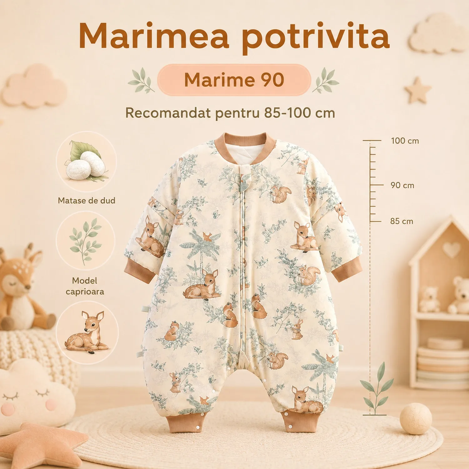 Timebox 120g sac dormit bebelusi baietei 2-4 ani matase dud