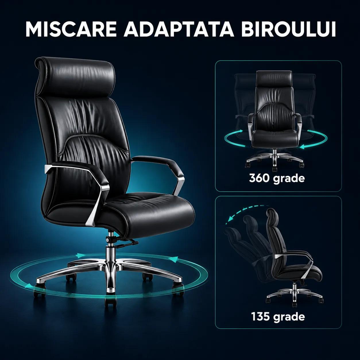 Timebox Scaun Birou Ergonomic 360 Negru Inclinare 135