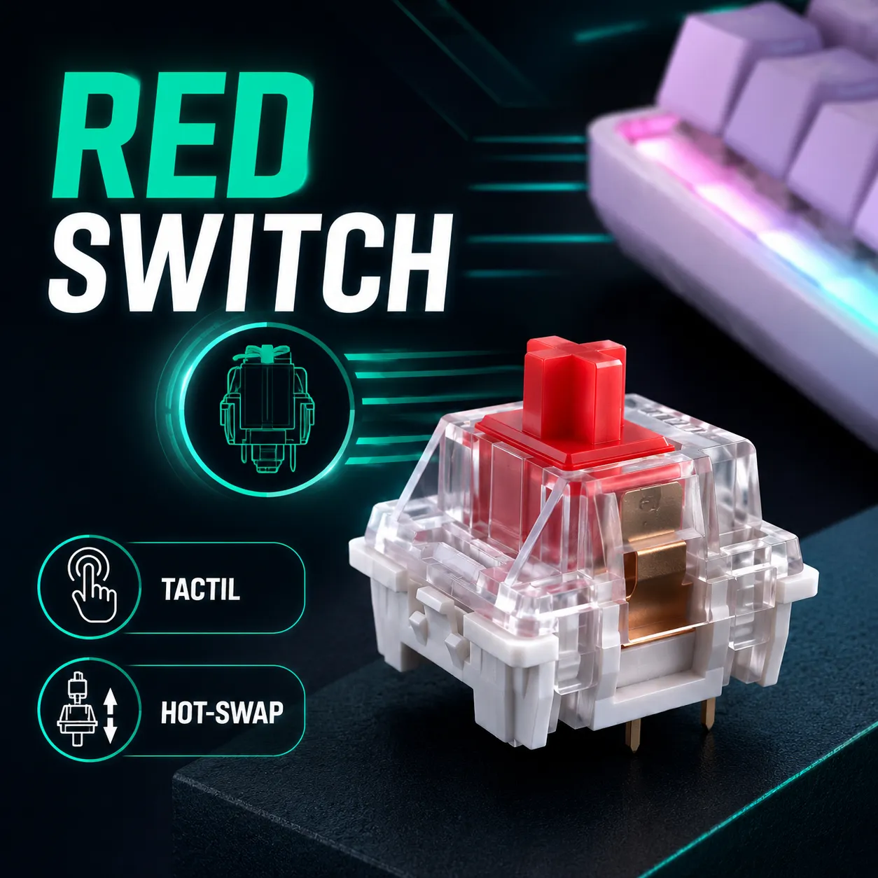 Timebox Tastatură Gaming Mecanică 60% Hot-Swap Violet