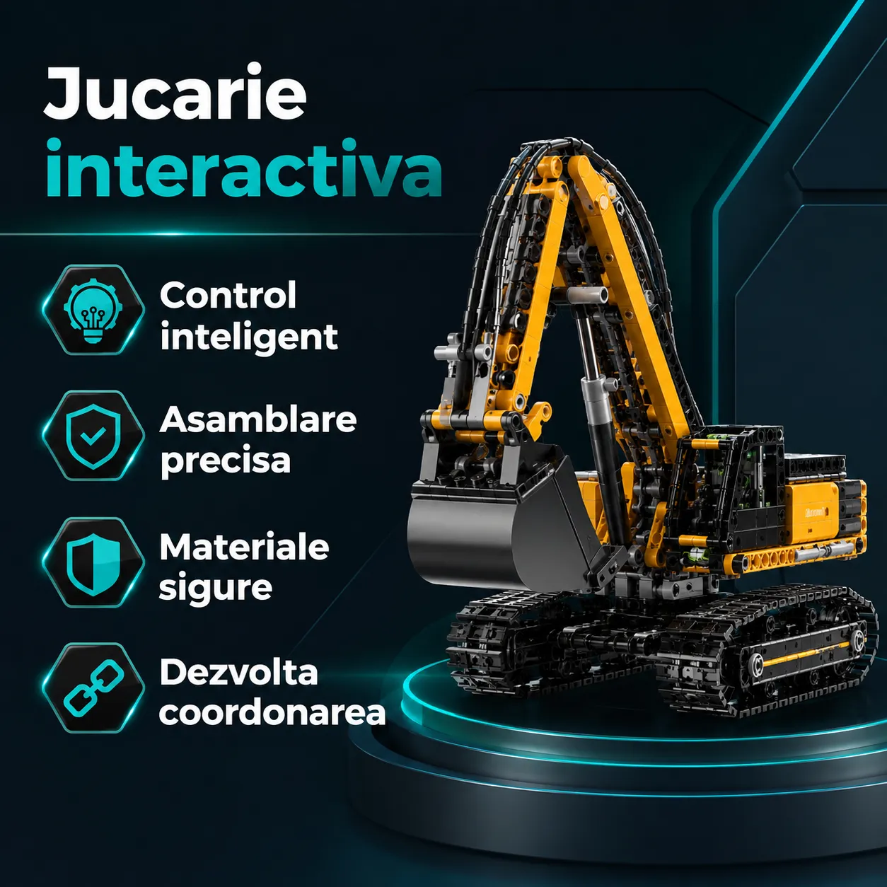 Timebox Excavator jucarie STEM 4 in 1 Galben 7-14 ani